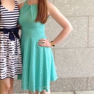 Blue Eyelet Dress by Maggy London